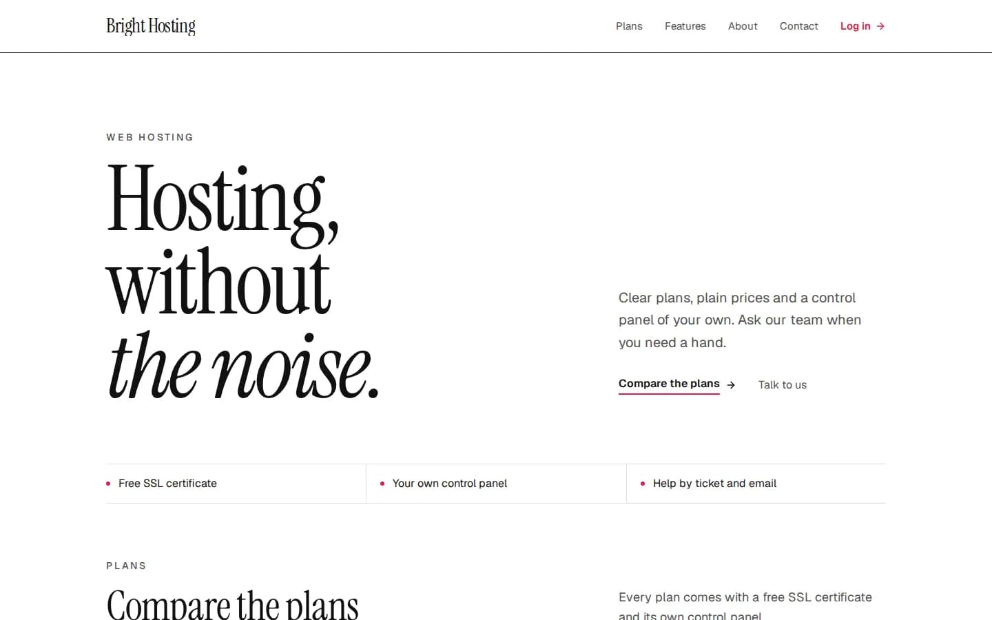 A brand's home page in the Minimal design on a computer, with sample data.